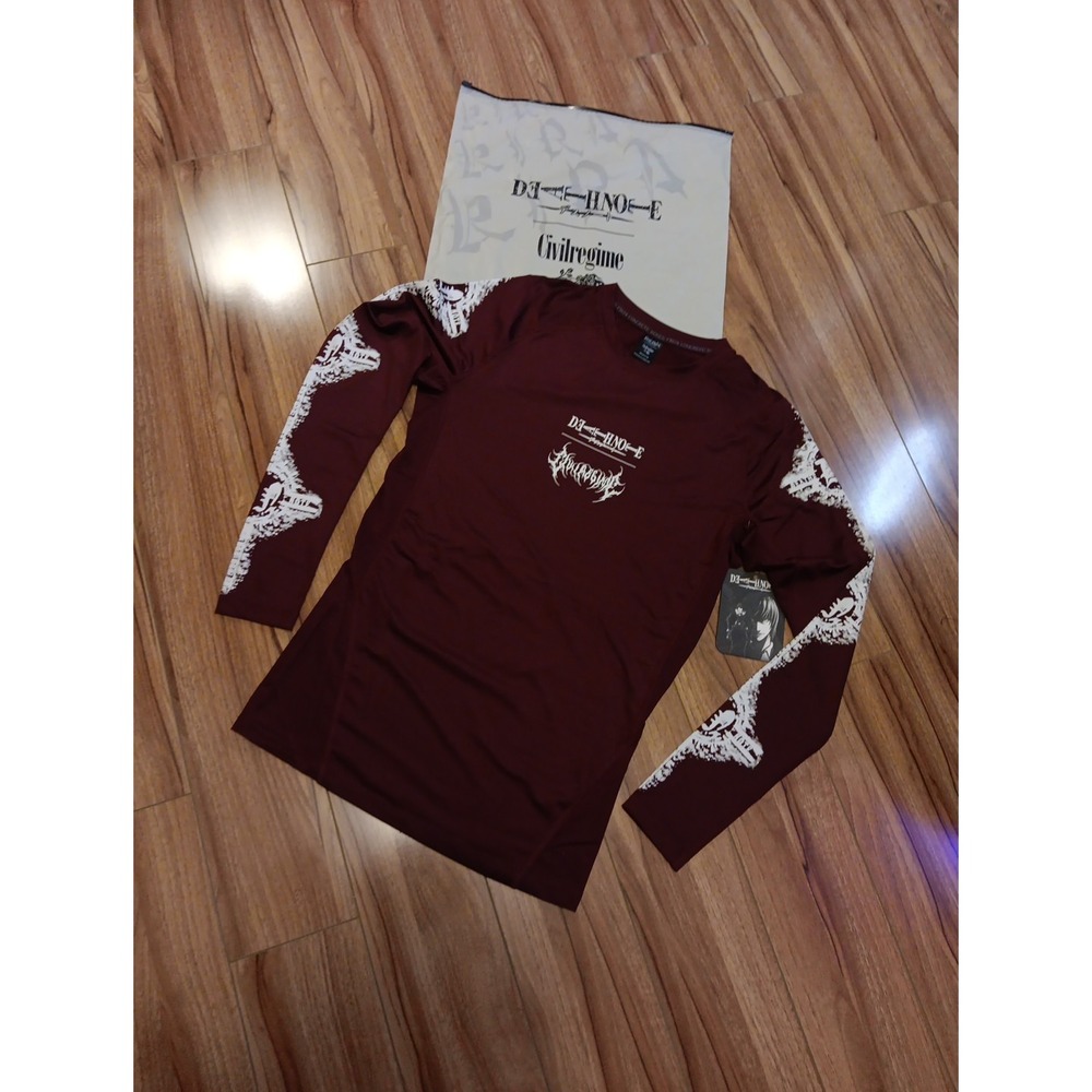 Civil Regime x Death Note Compression T Graphic Crew Neck Oxblood M Unisex NWT